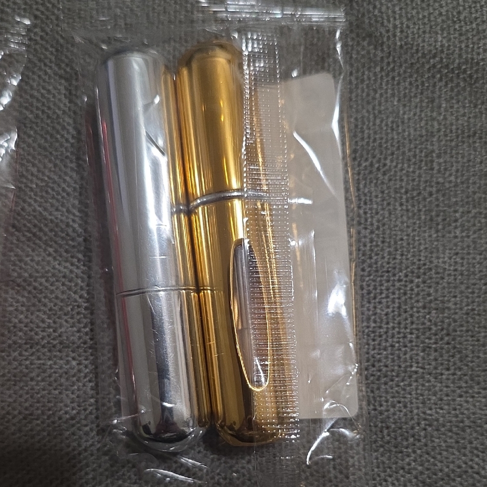 2/$10   Silver and Gold Travel Size Refillable Perfume Bottles
